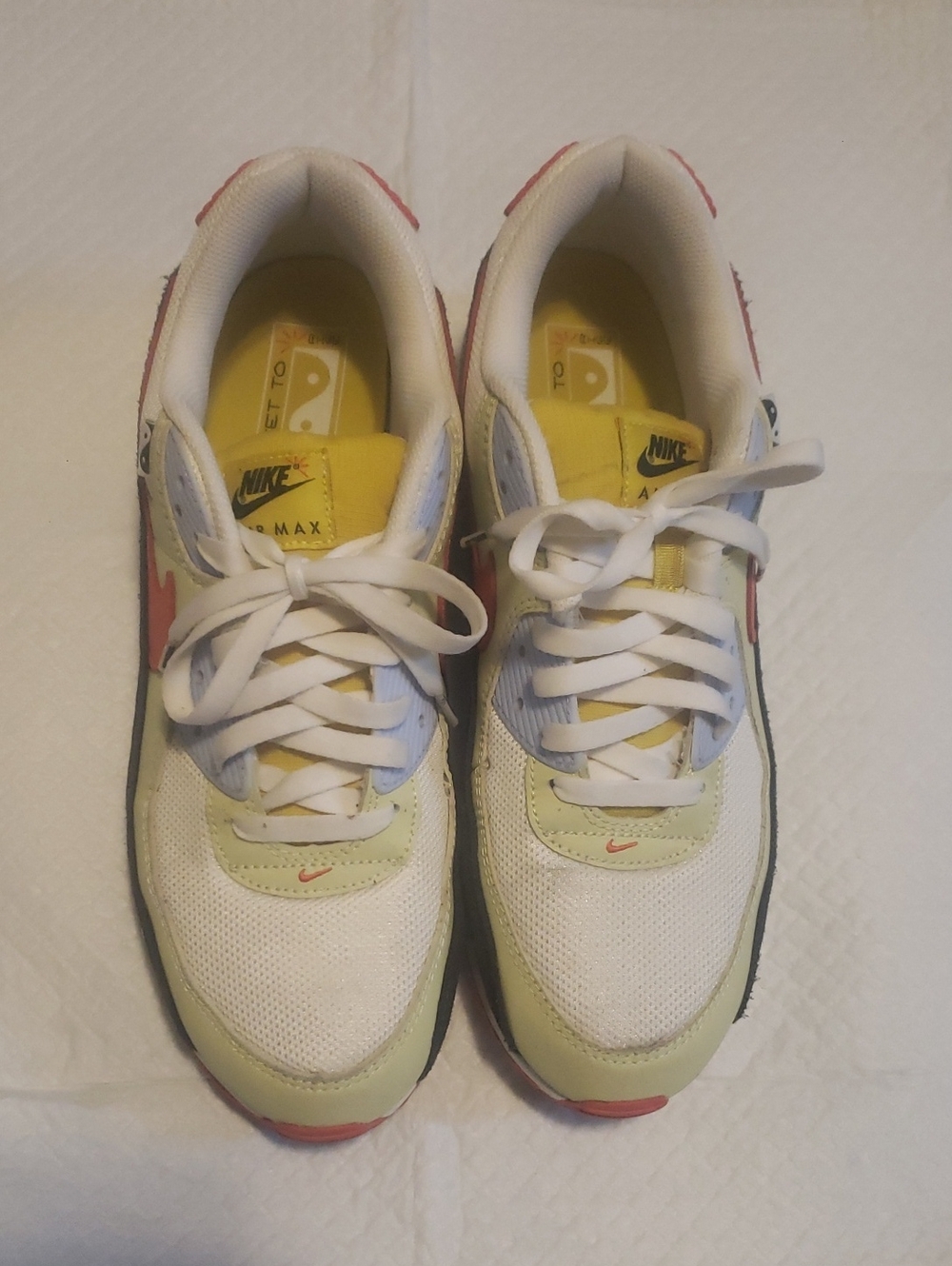 Nike Air Max Men's Athletic Sneakers in White, Yellow & Pink